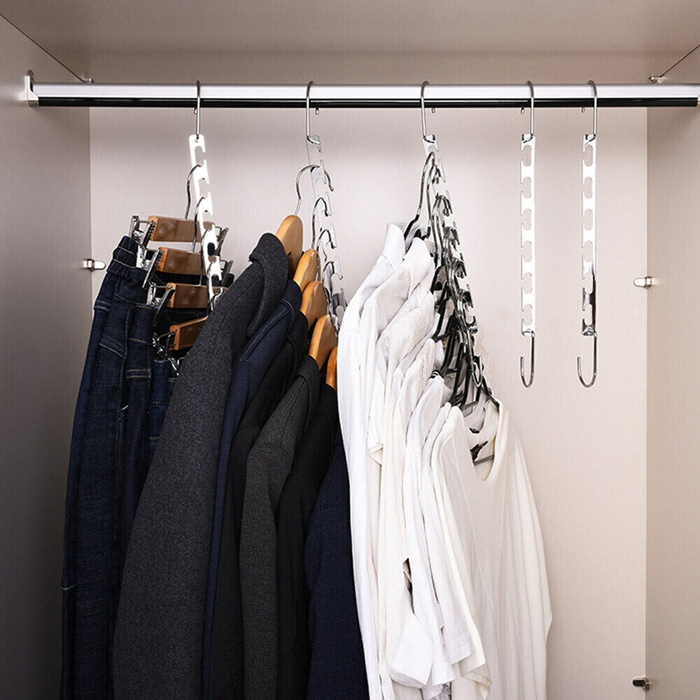6pcs Multi-Function Metal Hook Space Saver Clothes Hangers