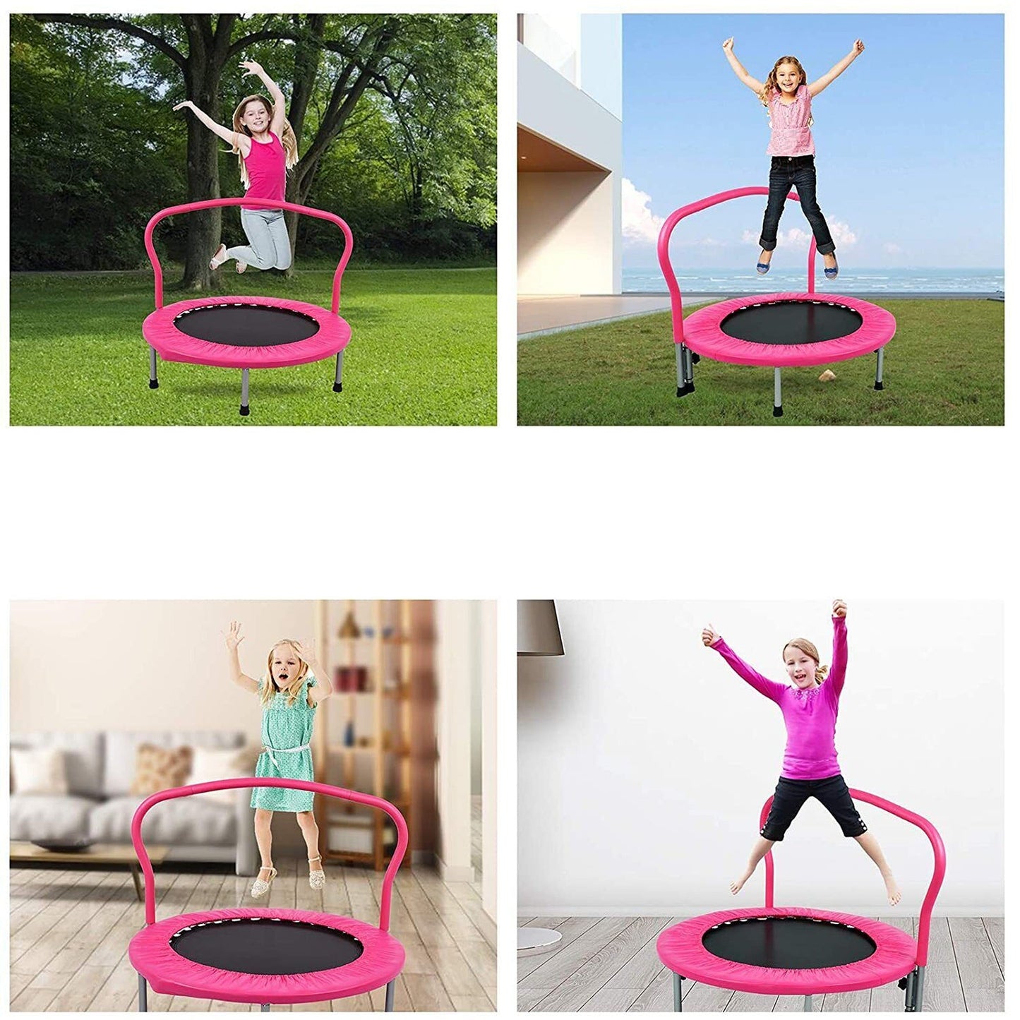 Elastic 36-inch Mini Trampoline with Handrail for Cardio Fitness