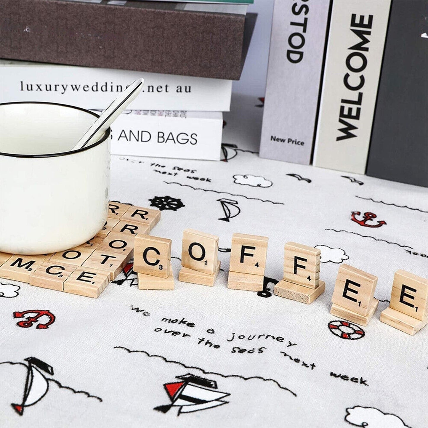 Wooden Alphabet Scrabble Tiles Full Sets for Crafts and Games