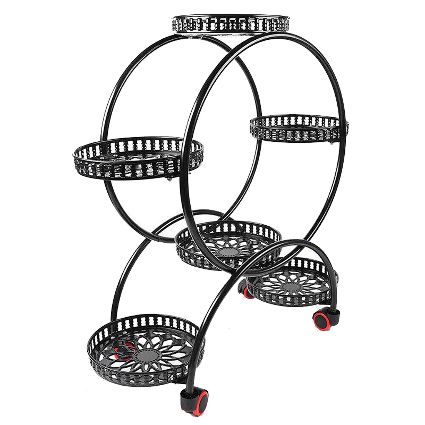 Mobile Balcony Plant Stand with 4 Wheels - 6 Pots