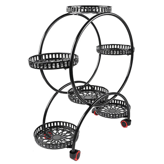 Mobile Balcony Plant Stand with 4 Wheels - 6 Pots