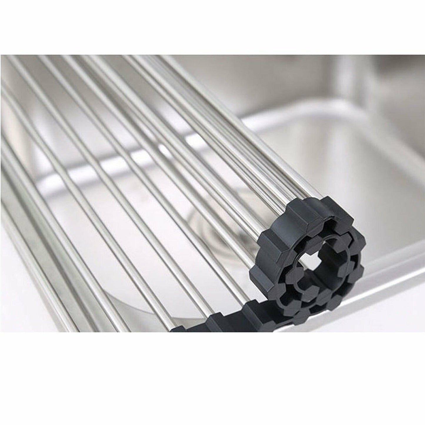 Over Sink Dish Drainer Stainless Steel Kitchen Rack Roll Up Drying