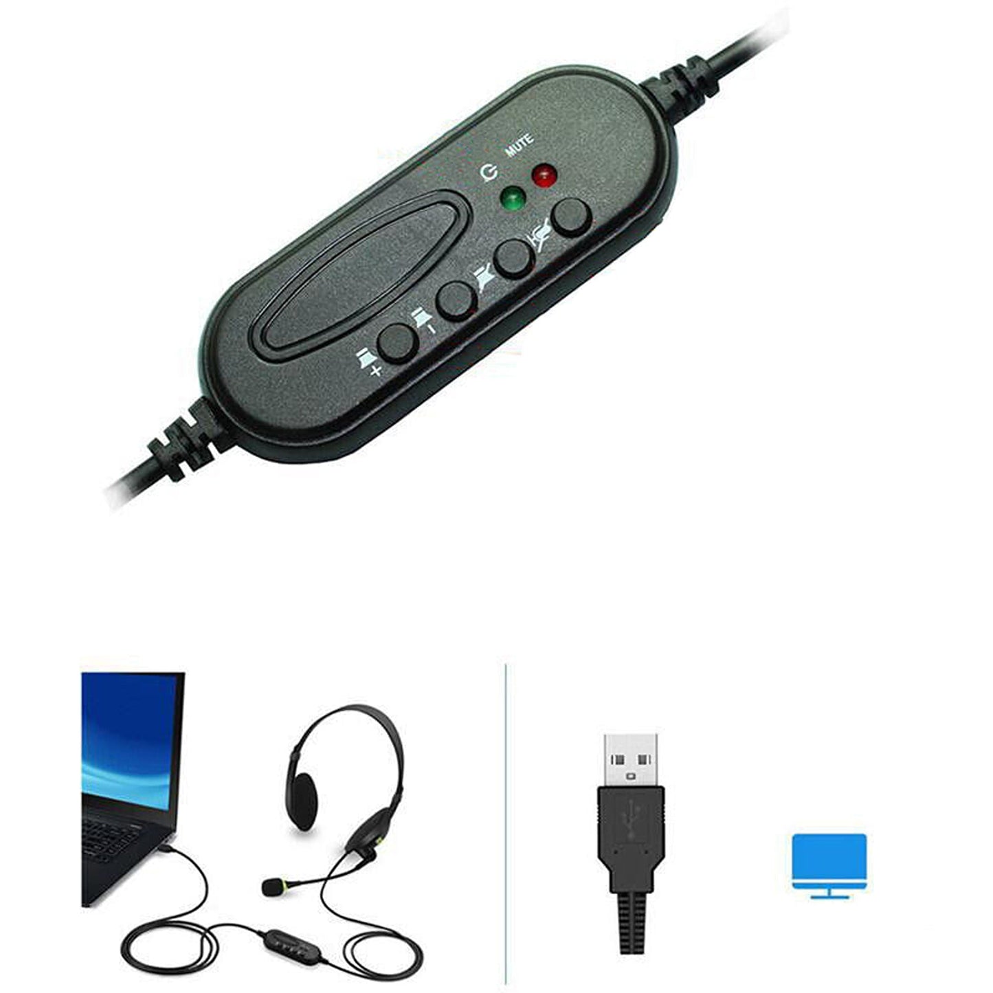 Computer USB Headphone Noise Cancelling With Microphone for PC