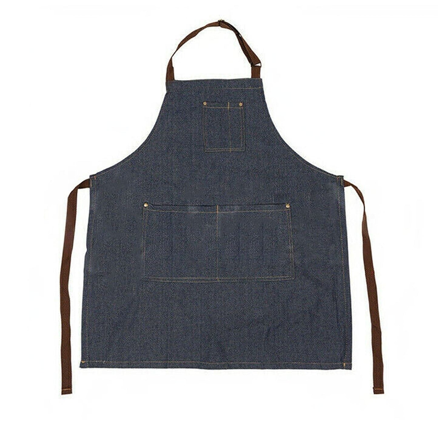 Oil-Resistant Denim Cooking Apron with Adjustable Bib and Pocket