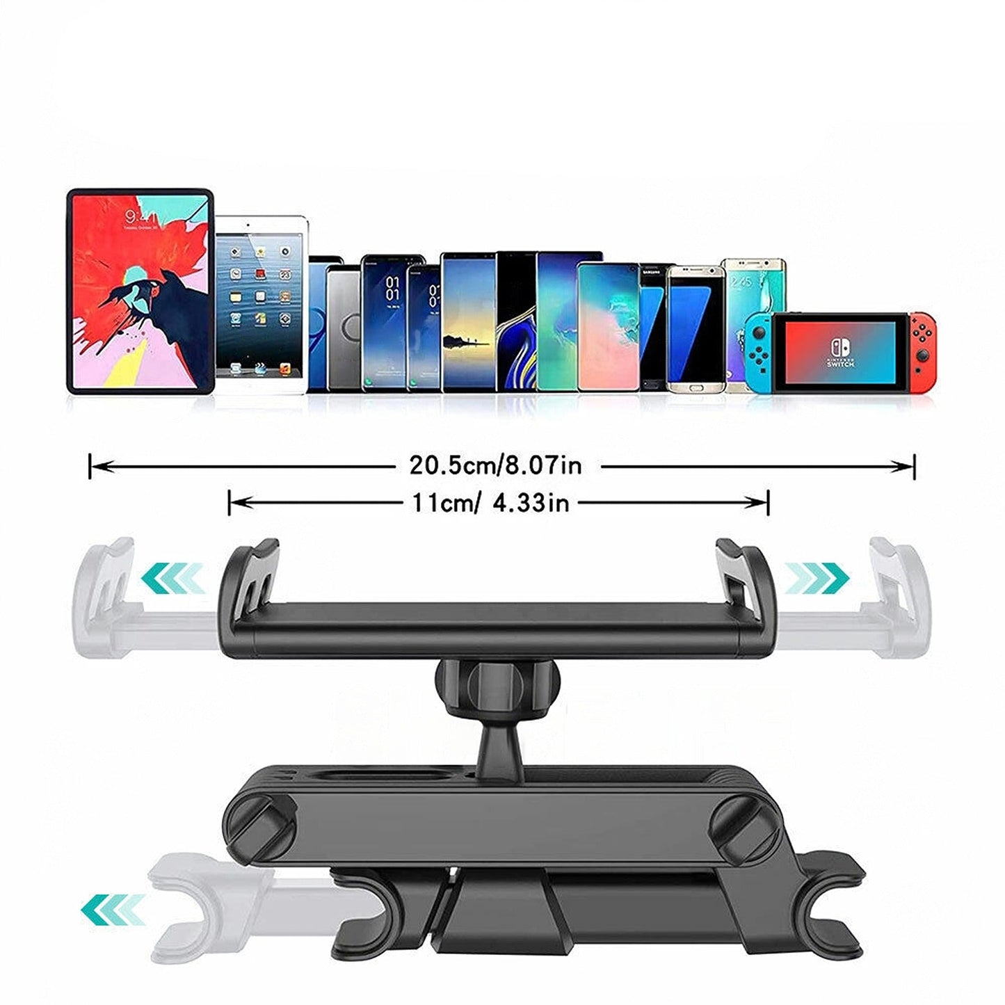Universal Tablet Mount for Car Back Seat Extendable Headrest Holder