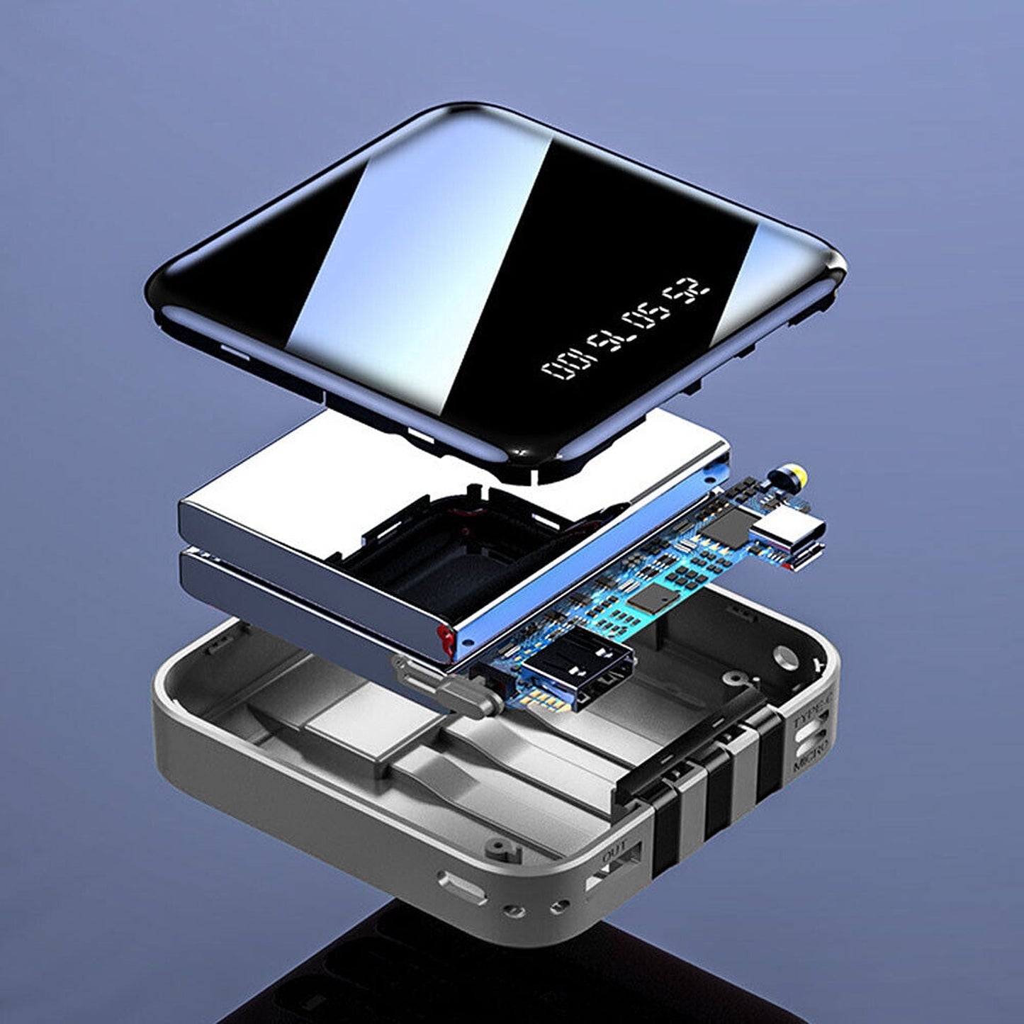 Compact 10000mAh Portable Power Bank with USB LED Battery Indicator