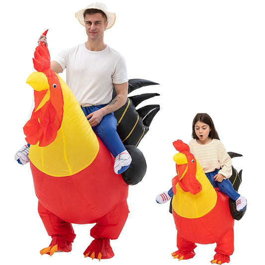 Inflatable Red Rooster Costume for Parties Blow Up Chicken Zoo Mascot