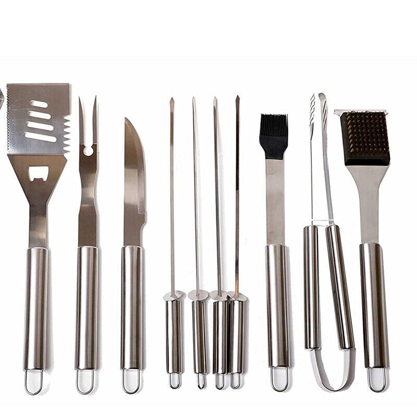 10pcs Stainless Steel Barbecue Set with Aluminium Grill Utensils
