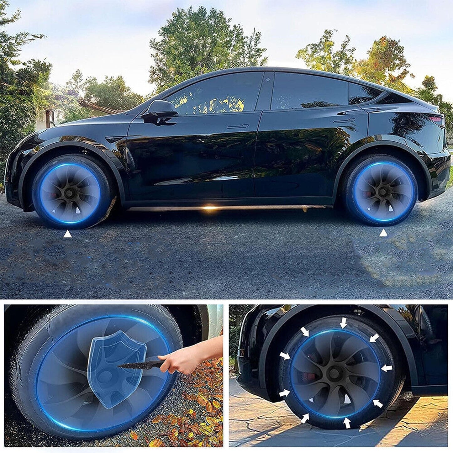 Matte Black Hub Caps for 2021-2023 Tesla Model Y 19inch 4pcs