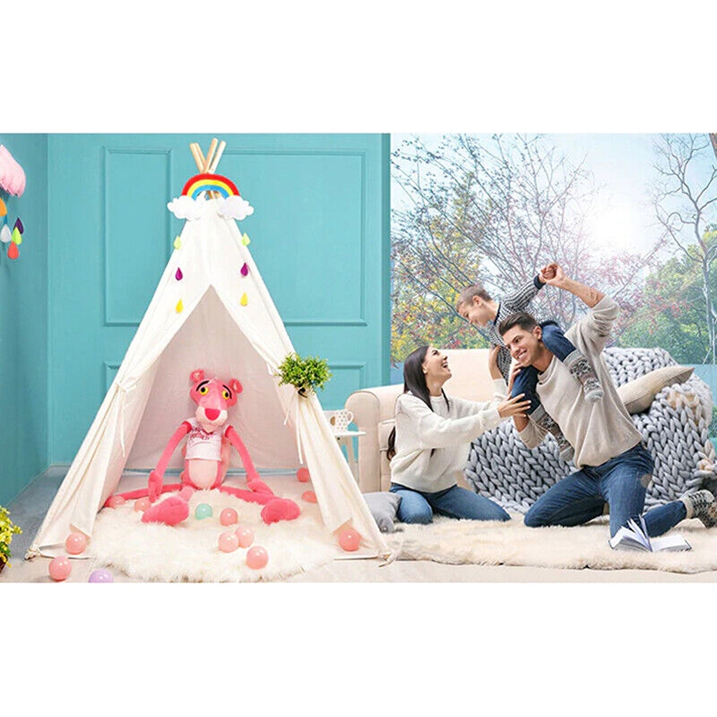 110cm Indoor Outdoor Castle Cubby Playhouse Play Teepee Kids Tent