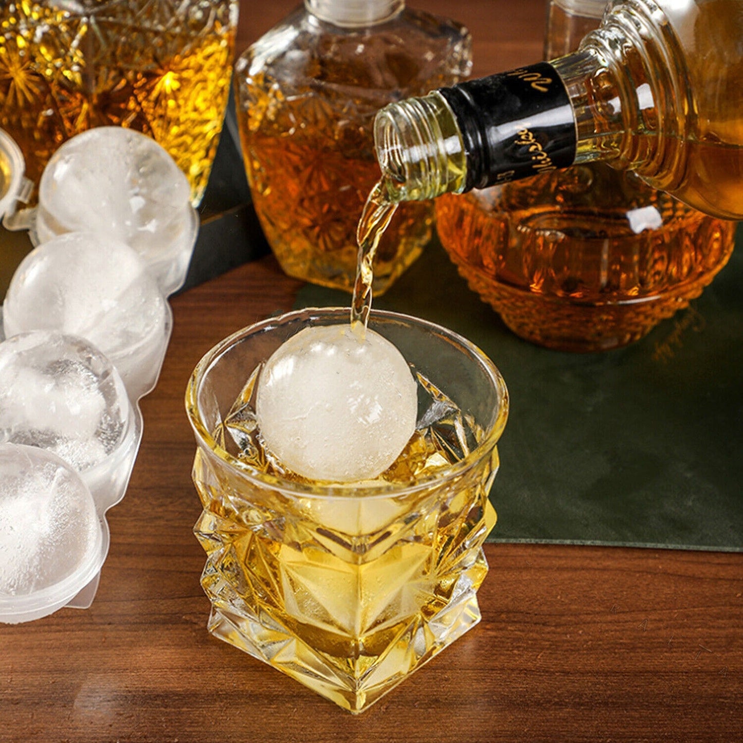 Silicone Ice Sphere Molds Large Round Ice Ball Maker - 4 Trays