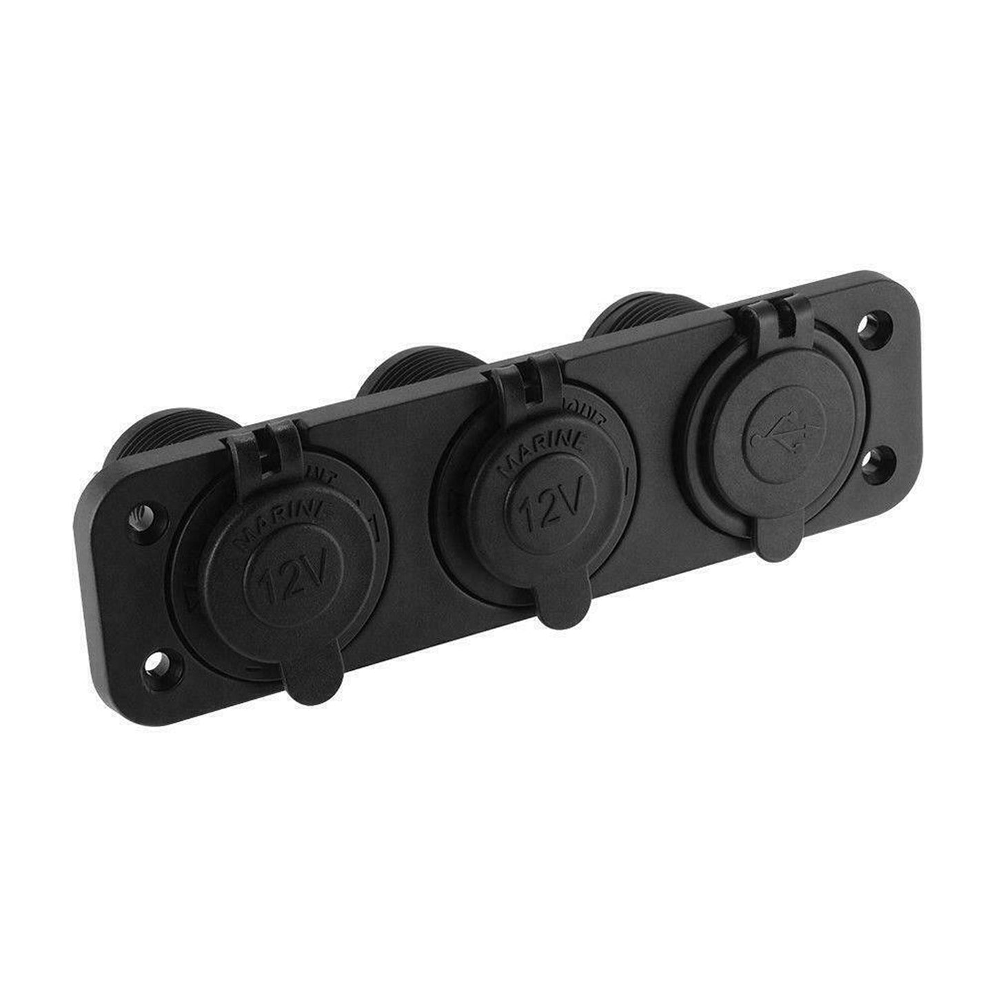 Dual USB Charger and Power Socket Panel for Car Boat with Voltmeter Outlet