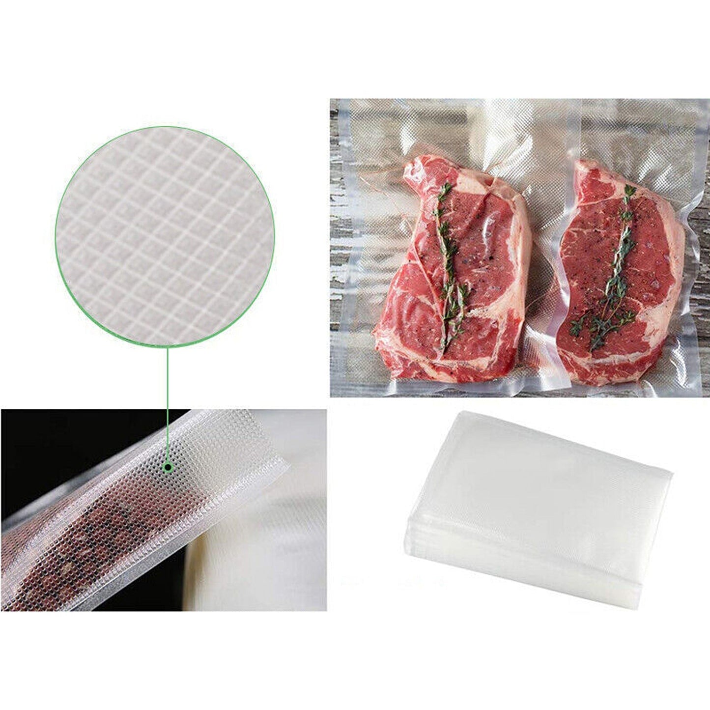 100pcs Vacuum Sealer Bags Heat Seal Pre Cut Food Storage Cryovac Saver