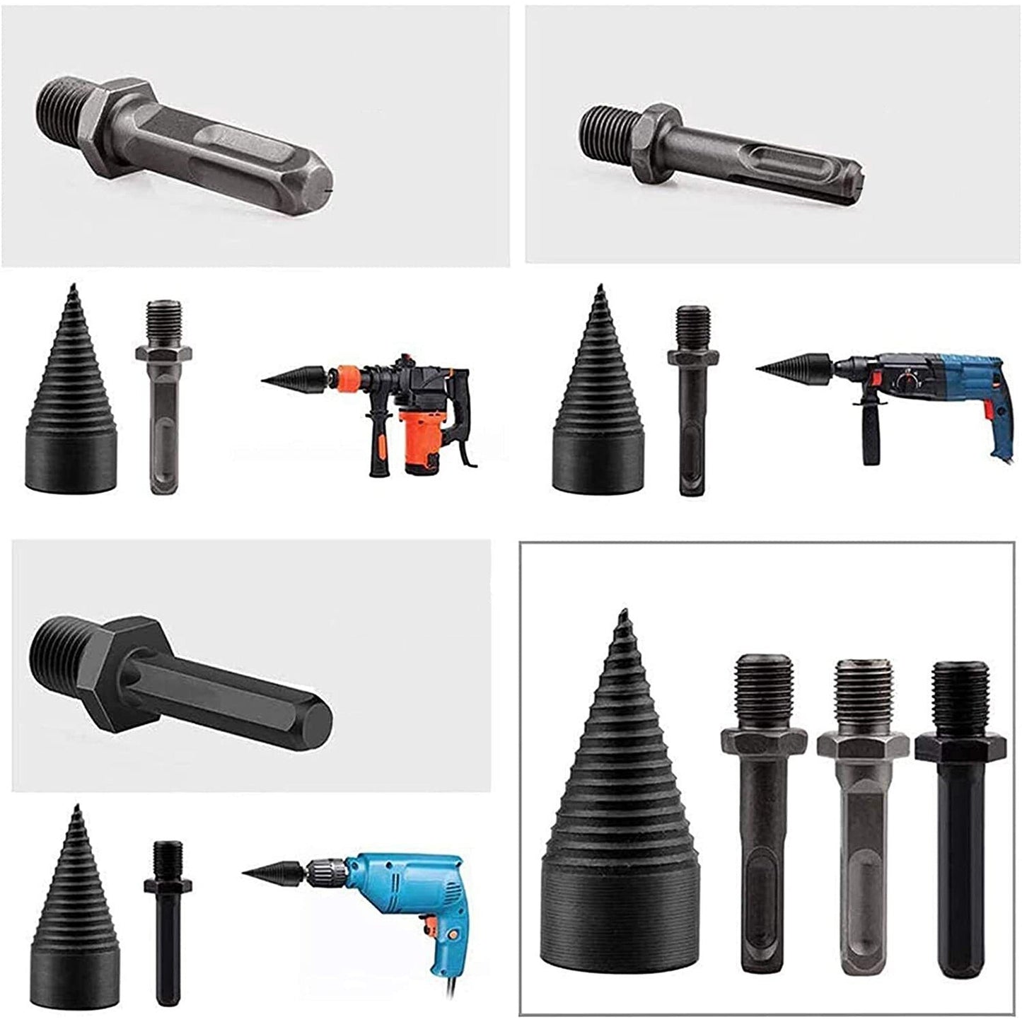 4pcs Hex Shank Firewood Drill Bit Wood Log Splitter Screw Cone