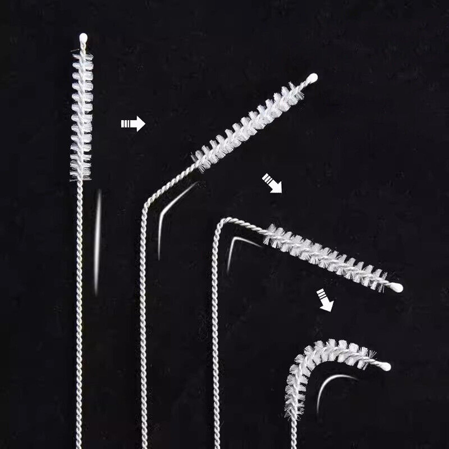 10pcs Reusable Nylon Straw Cleaning Brushes for Long Bottles and Tubes