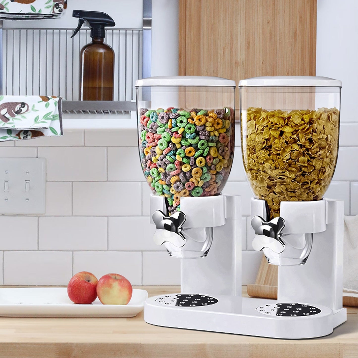 Convenient Double Cereal Dispenser for Dry Foods Storage Containers