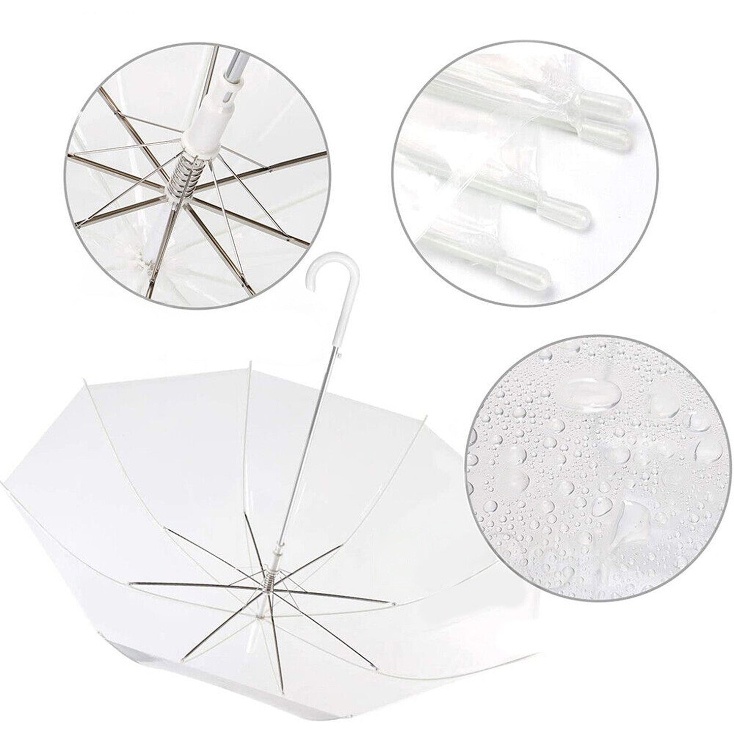Transparent Dome Umbrella with Clear Handle Semi-Automatic Waterproof