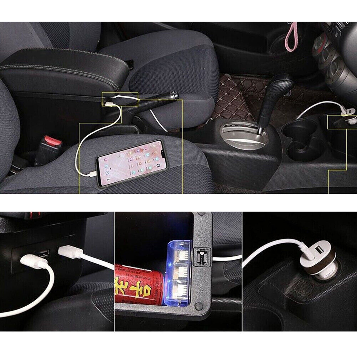 Center Console Armrest Box with USB Charging for MG ZS 2017-2022