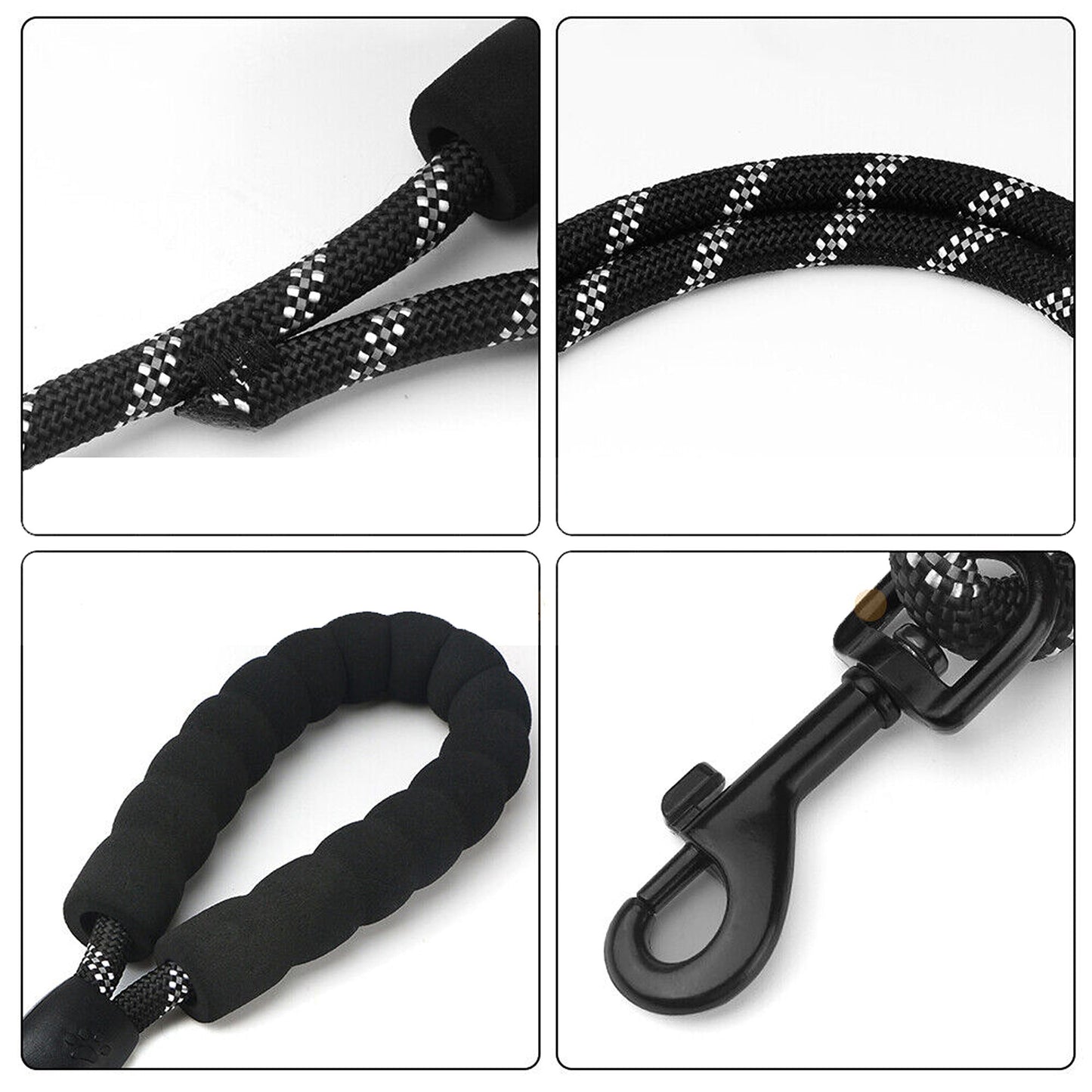 Black Heavy Duty Nylon Dog Training Leash Strong Rope Recall Lead