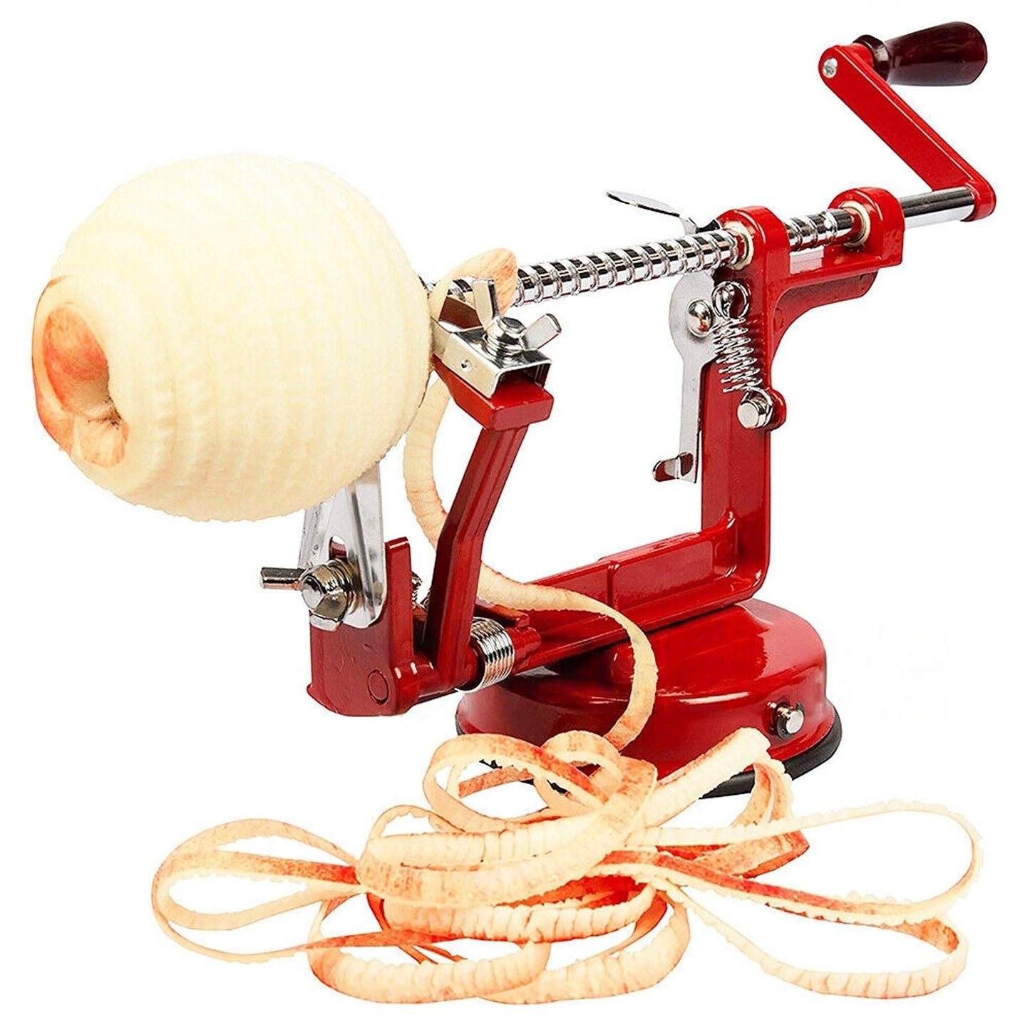 Efficient Apple Slicer and Corer Red Kitchen Peeler 3-in-1