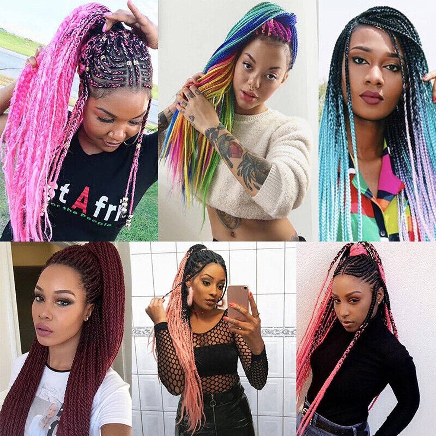 Colorful Braided Hair Extensions Elastic Ponytail Tie Fashion Accessory