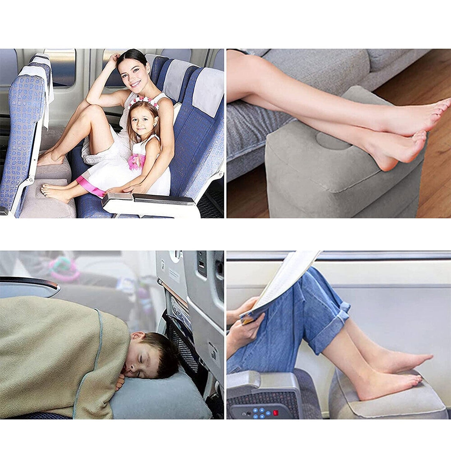 Inflatable Foot Rest for Travel XL 3-Layer Air Pillow Cushion