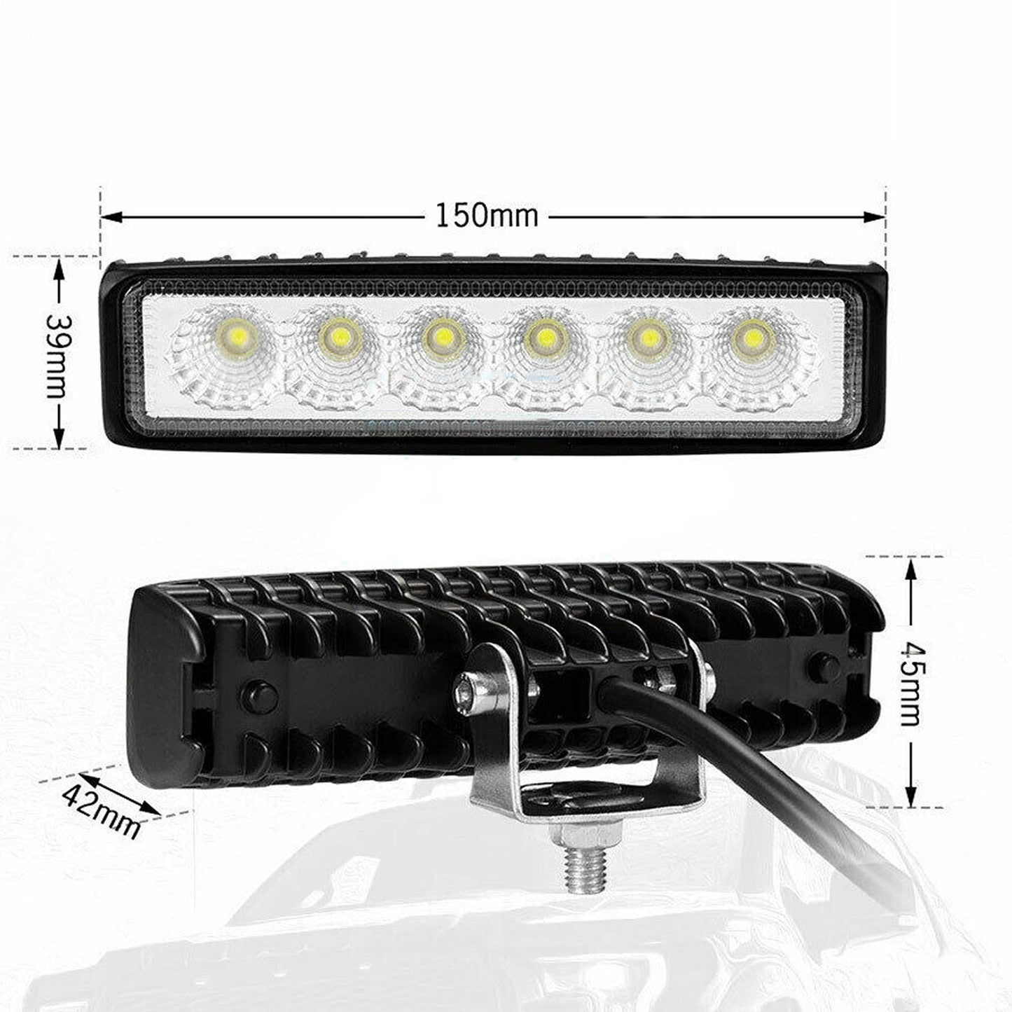 2pcs LED Work Light Bar Fog Reverse Driving Lights for 4WD