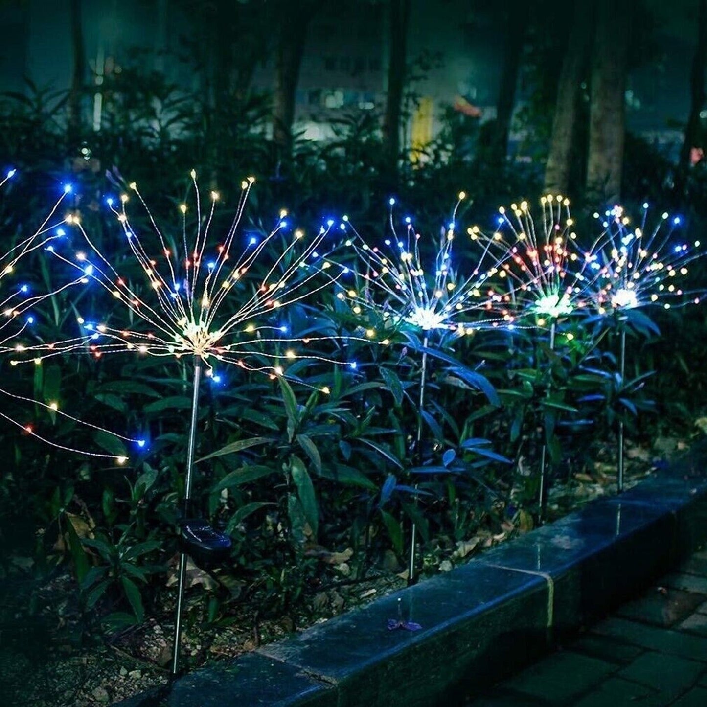 2pcs LED Solar Fireworks Garden Lights Starburst Design for Nighttime Display