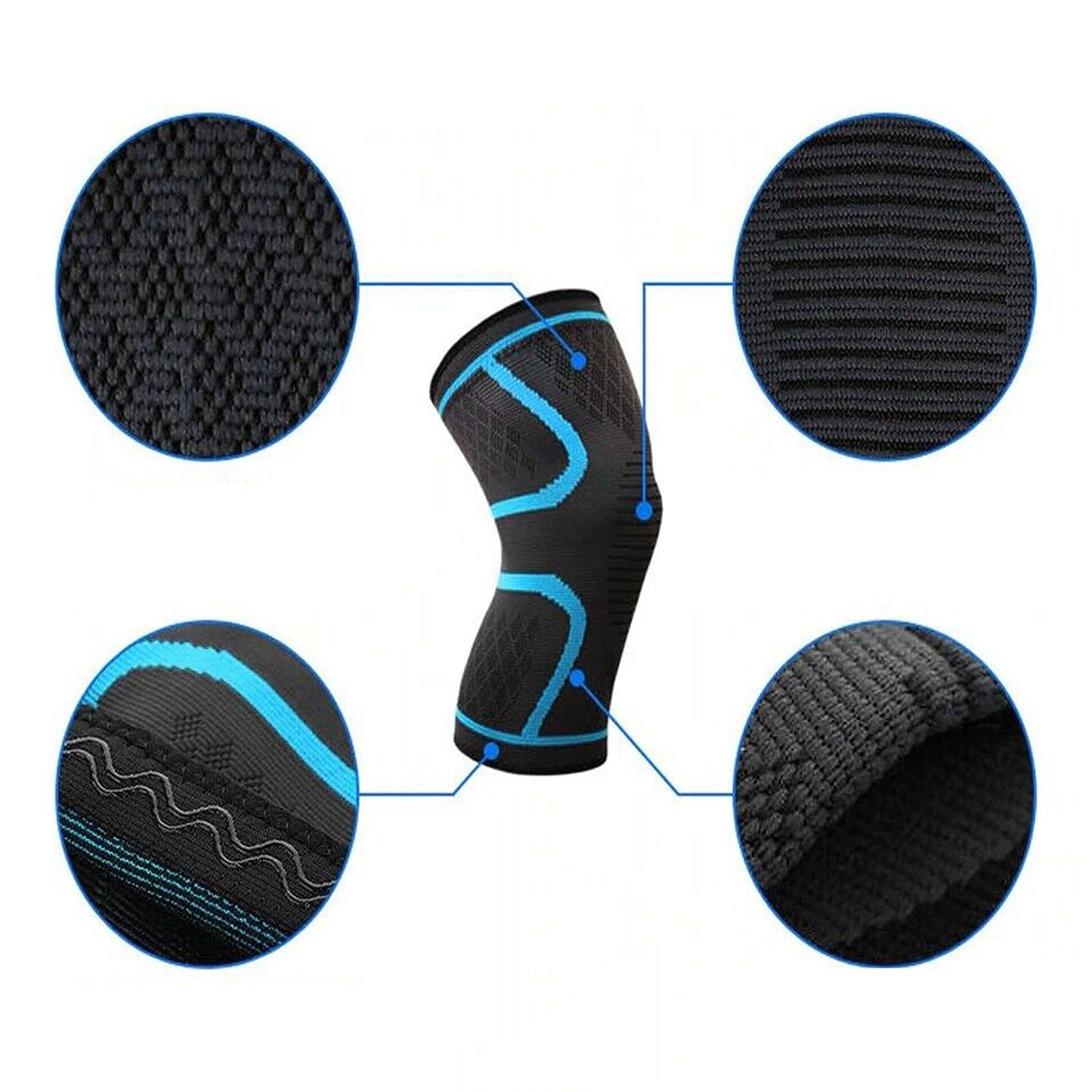Blue Fitness Running Knee Pads with Elastic Support Braces
