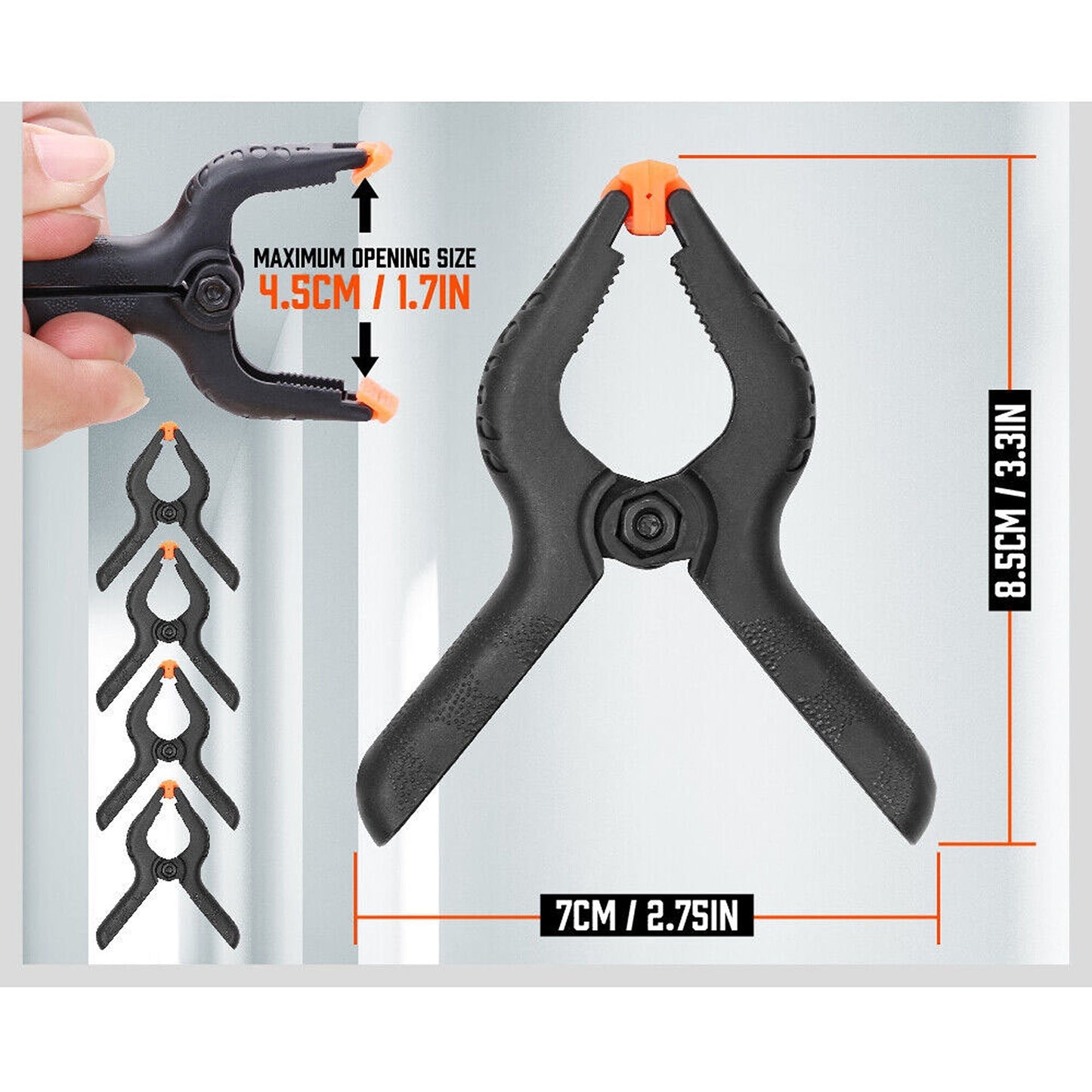 Set of 12 Nylon Quick Grip Spring Clamps for DIY and Heavy Duty Use