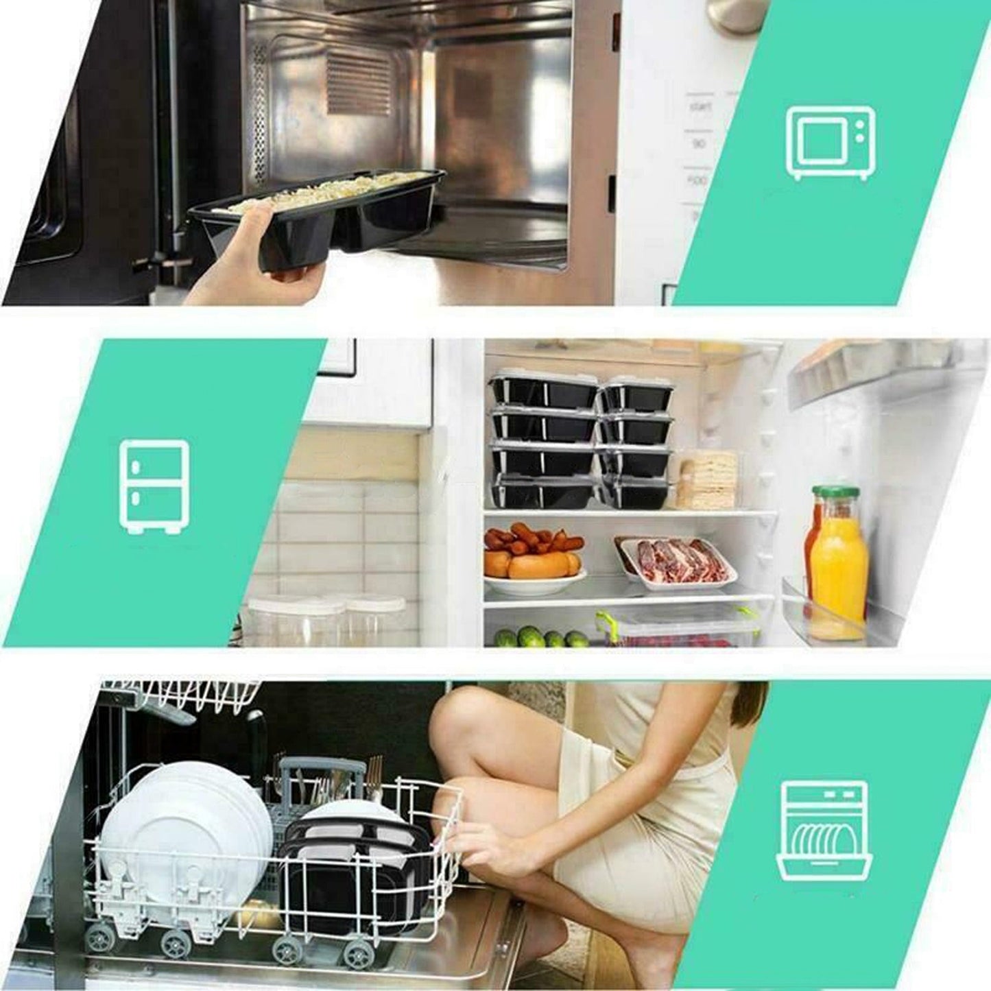 Microwavable Plastic Meal Prep Containers Take Away Food Boxes 10 to 30pcs