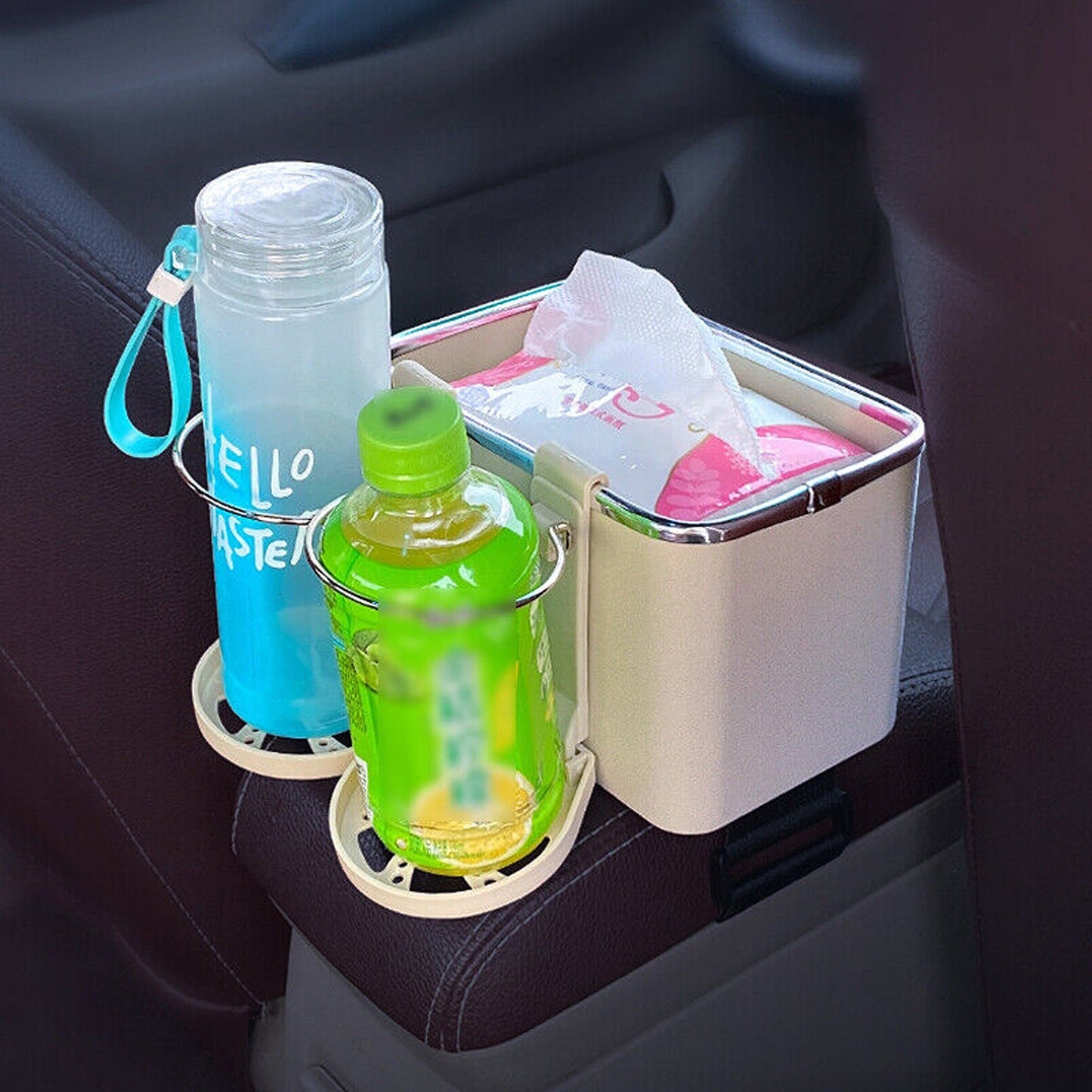 Multifunctional Car Armrest with Tissue Box and Storage Drawers