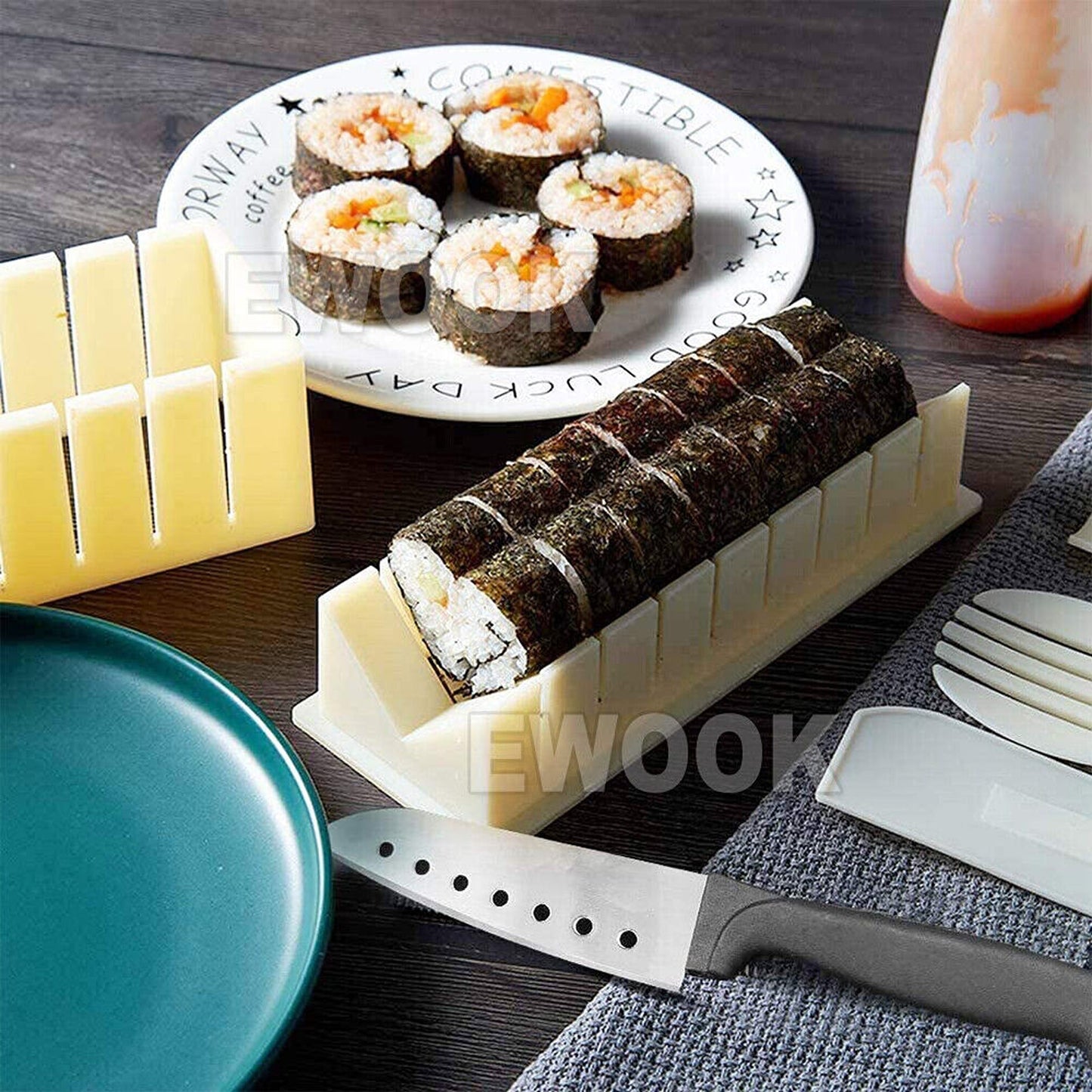 Kitchen DIY Sushi Making Kit for Beginners Rice Roller Mold Set