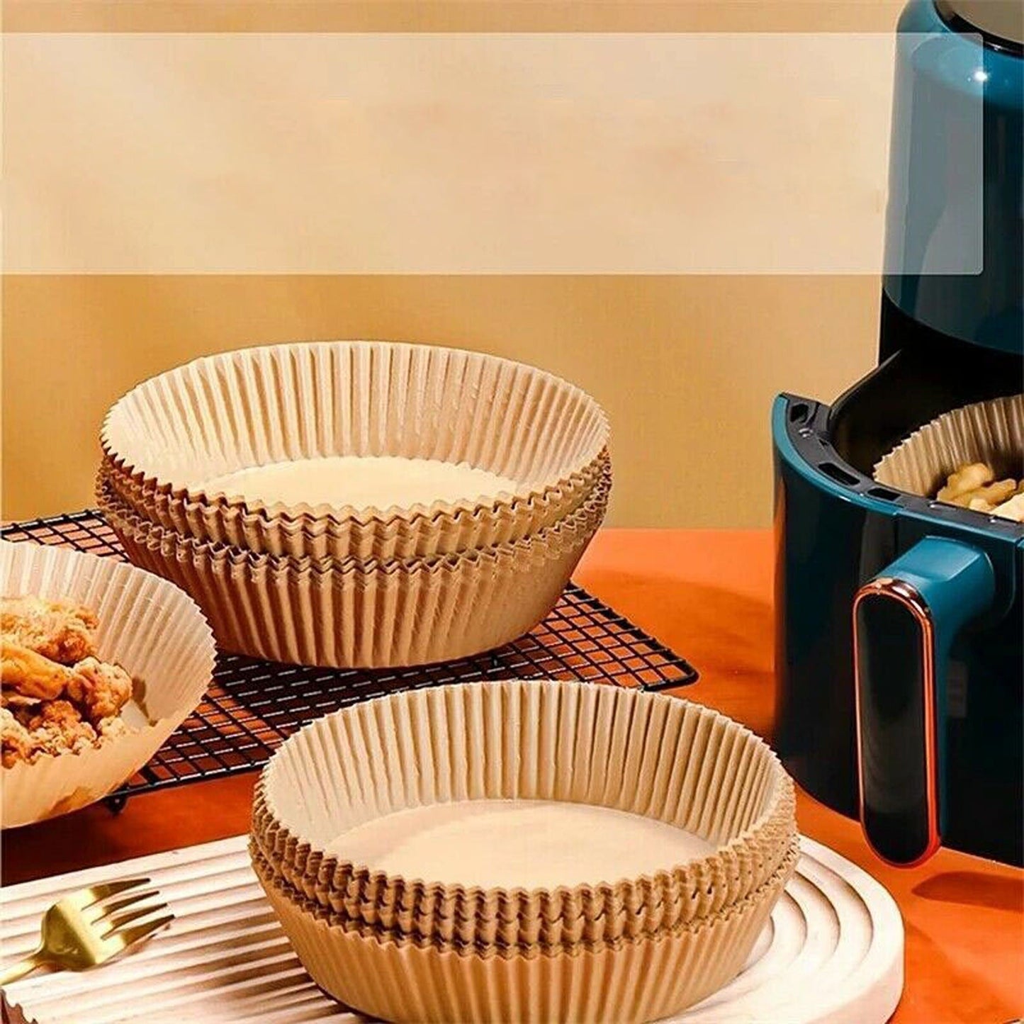 100pcs Non-Stick Air Fryer Disposable Paper Liners for Baking