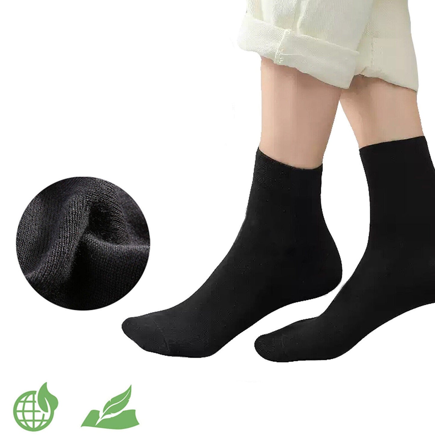 15 Pairs Men Odor-Resistant Bamboo Fiber Socks Black Natural Fabric