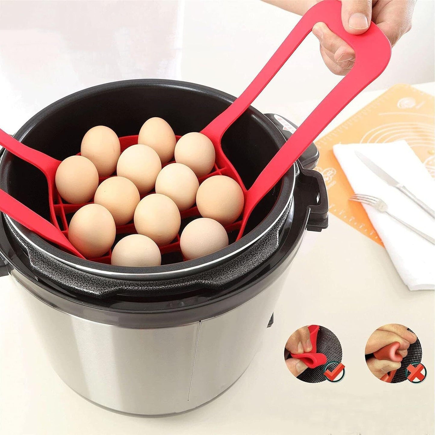 Egg Steamer Holder Rack Silicone Boiling Anti-scalding Tray Handle