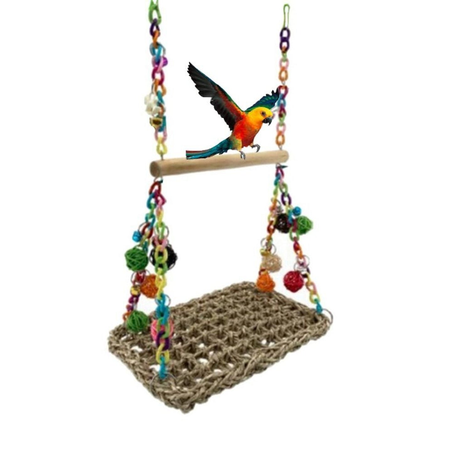 Hanging Bird Climbing Net and Swing Parrot Perch Toy Hammock
