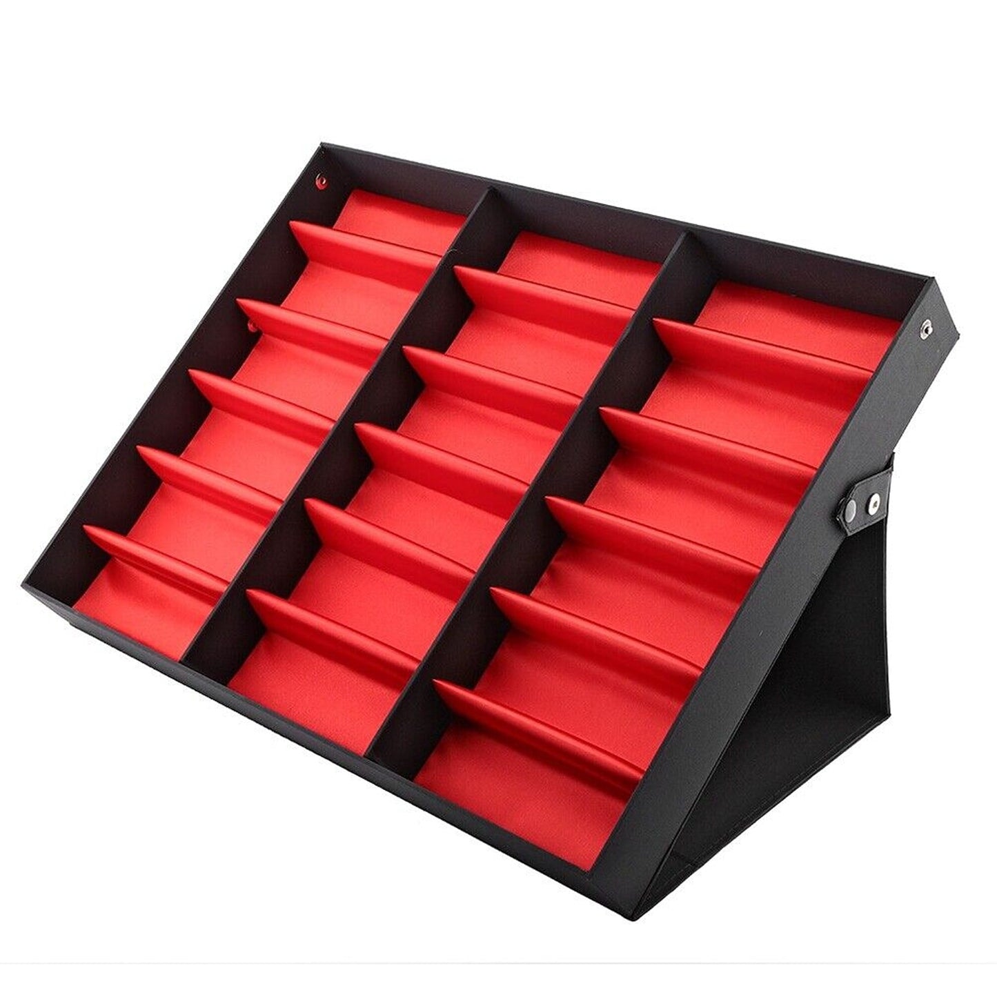 Eyewear Retail Display Case with 18 Grids and Cover Sunglasses Storage Box