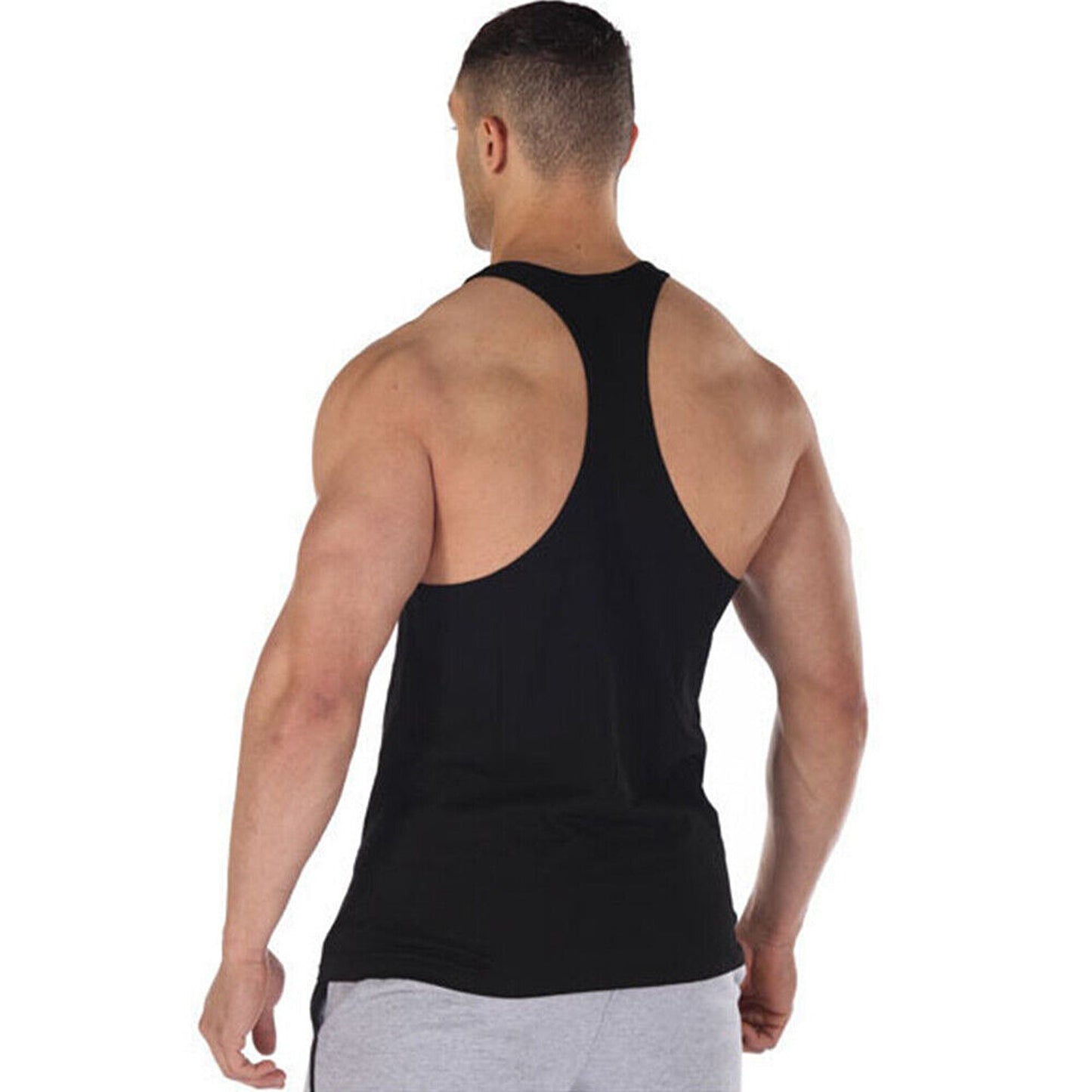 Men’s Cotton Y-Back Bodybuilding Tank Top Black