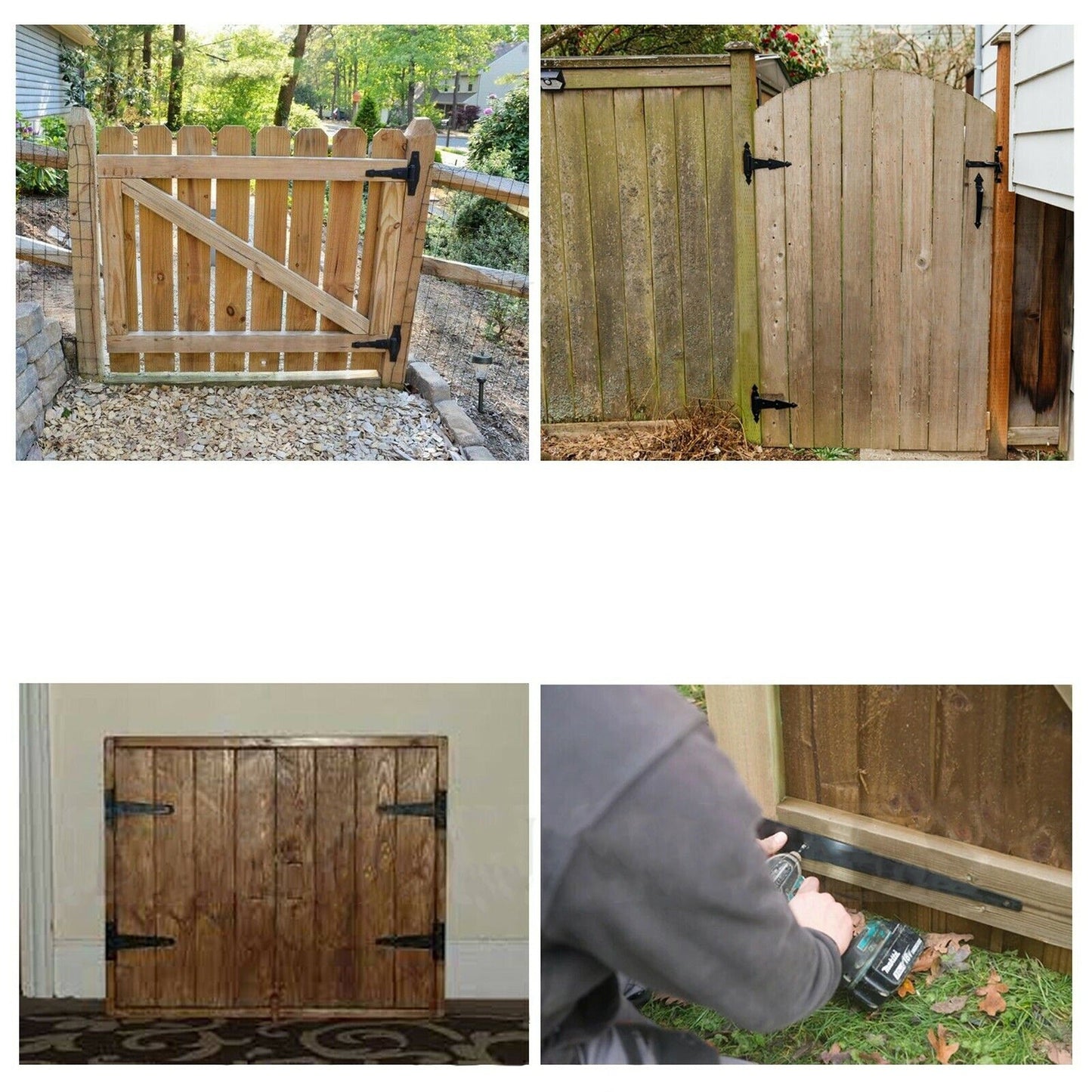 1 Pair Gate Shed T-Hinge Heavy Duty Strap Hinge for Wooden Fence
