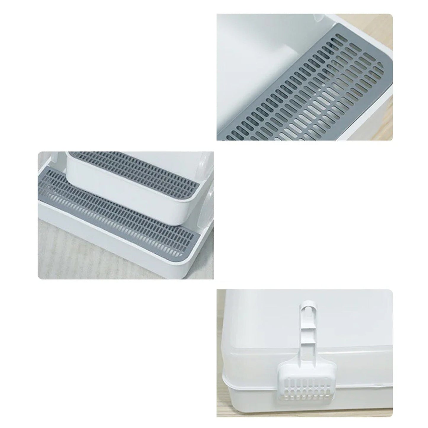 Cat Litter Box with Large Entry and Splash Guard Open Kitty Toilet Tray