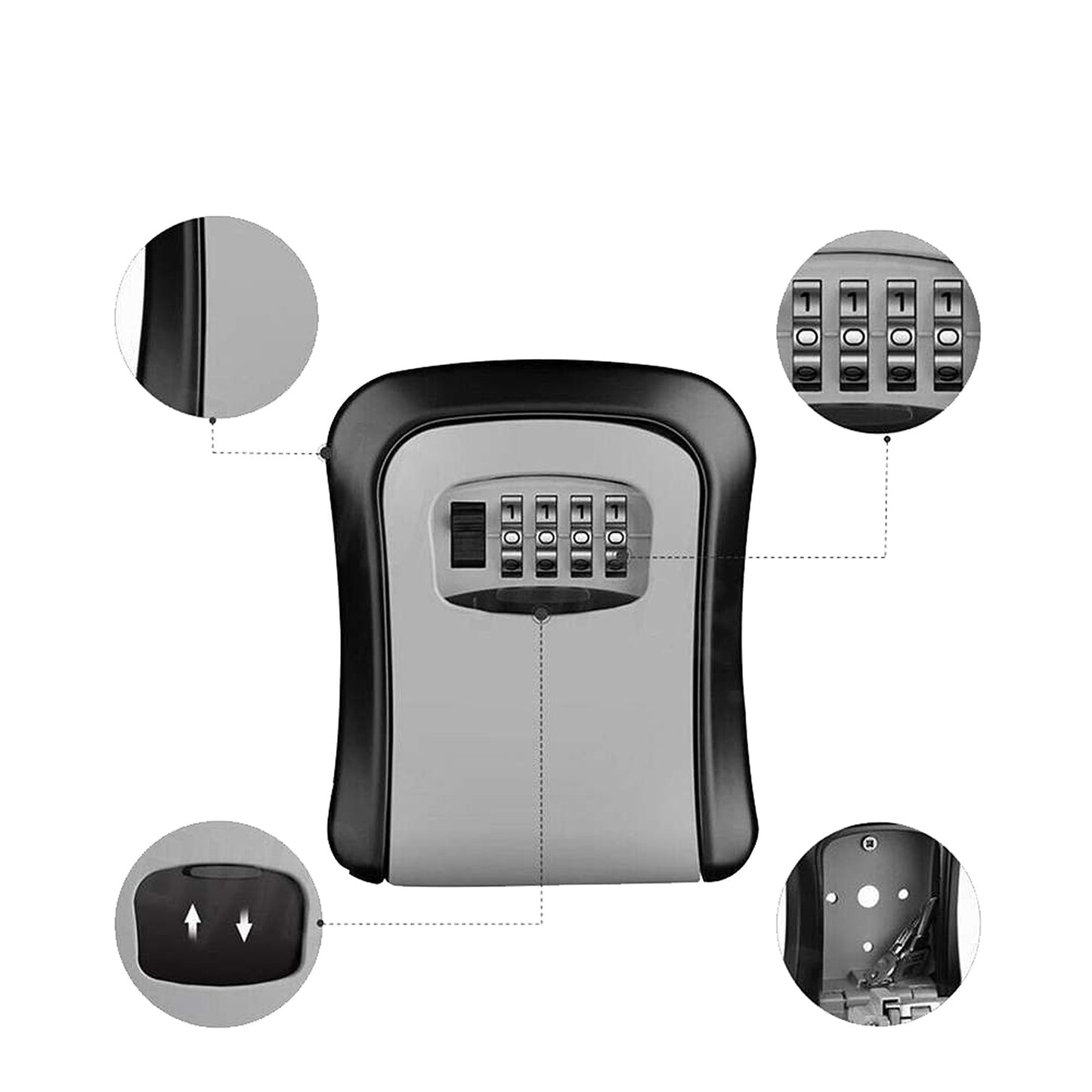 Combination Lock Safe Box 4 Digit Wall Mounted Security Storage
