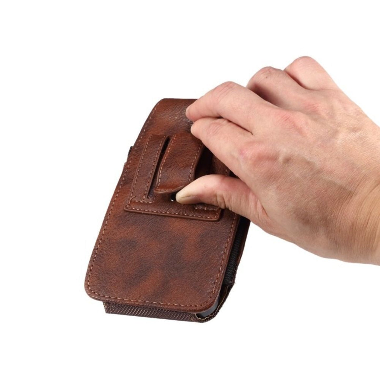 Mobile Phone Holster Pouch with Belt Clip for Men Brown