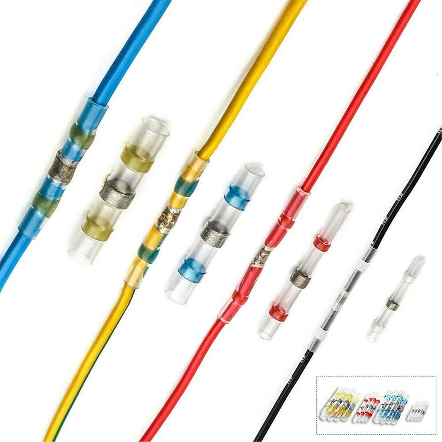 200-Pack Mixed Solder Sleeve Heat Shrink Wire Connectors