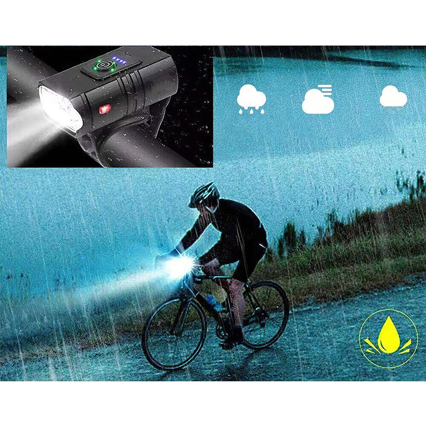 Rechargeable LED Bicycle Light Set T6 Front and Rear Headlight Tail Light