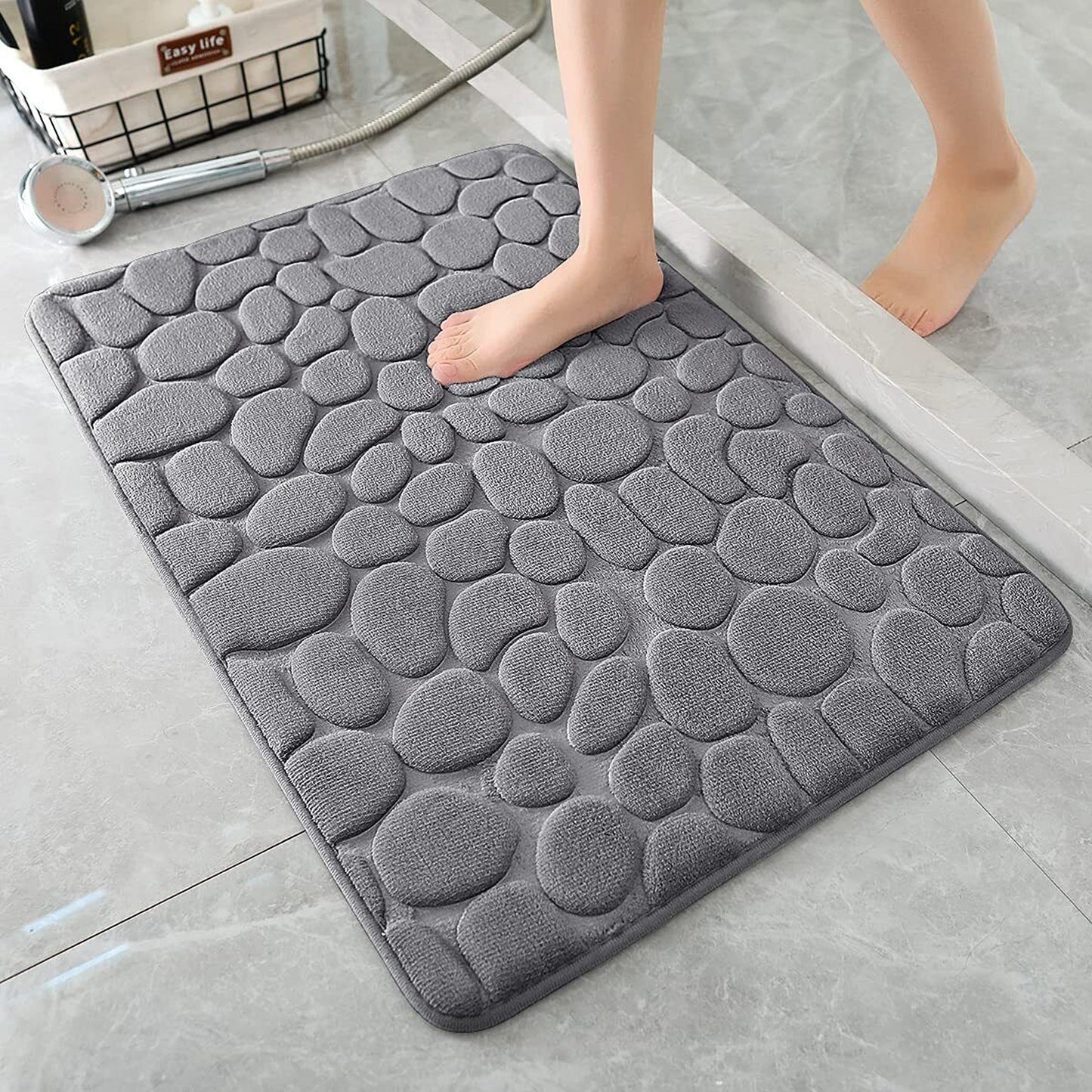 Grey Memory Foam Non-Slip Bath Mat Super Absorbent Bathroom Carpet