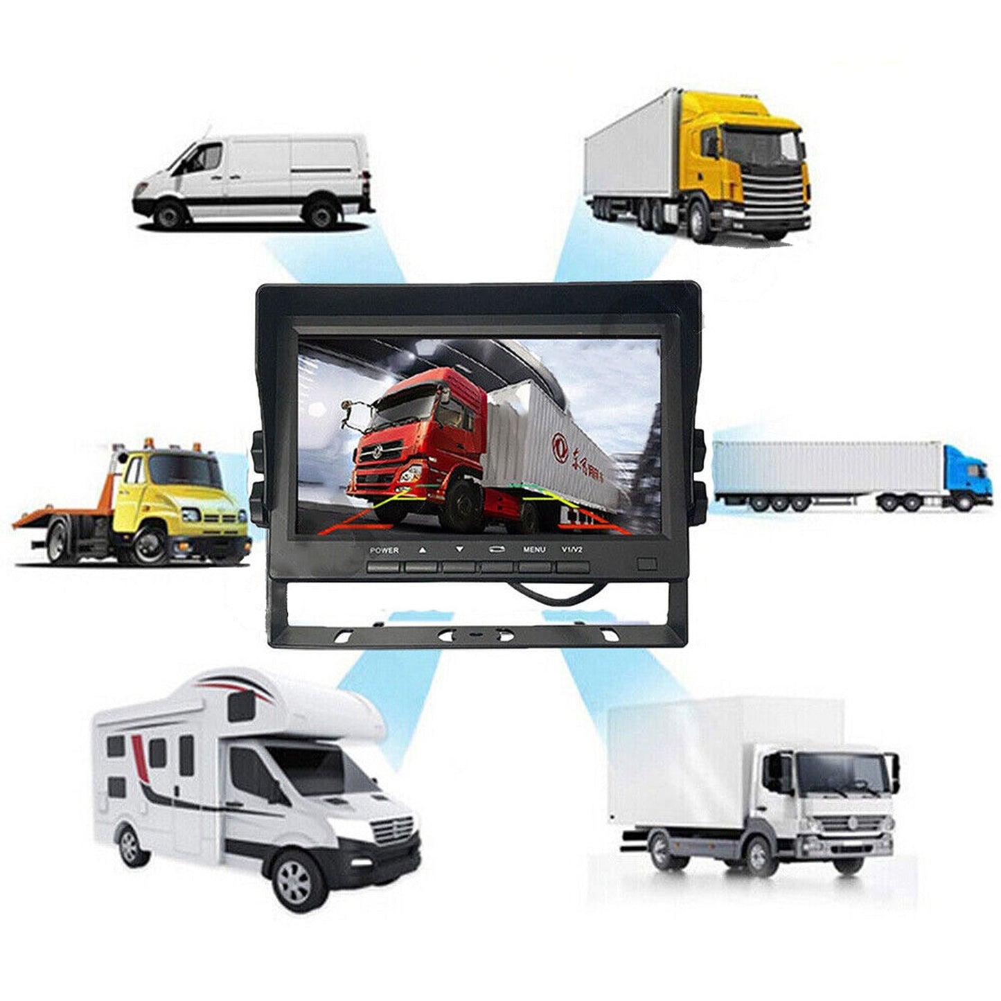 7-inch Split Screen Monitor with 4 Reversing Cameras for Vehicles
