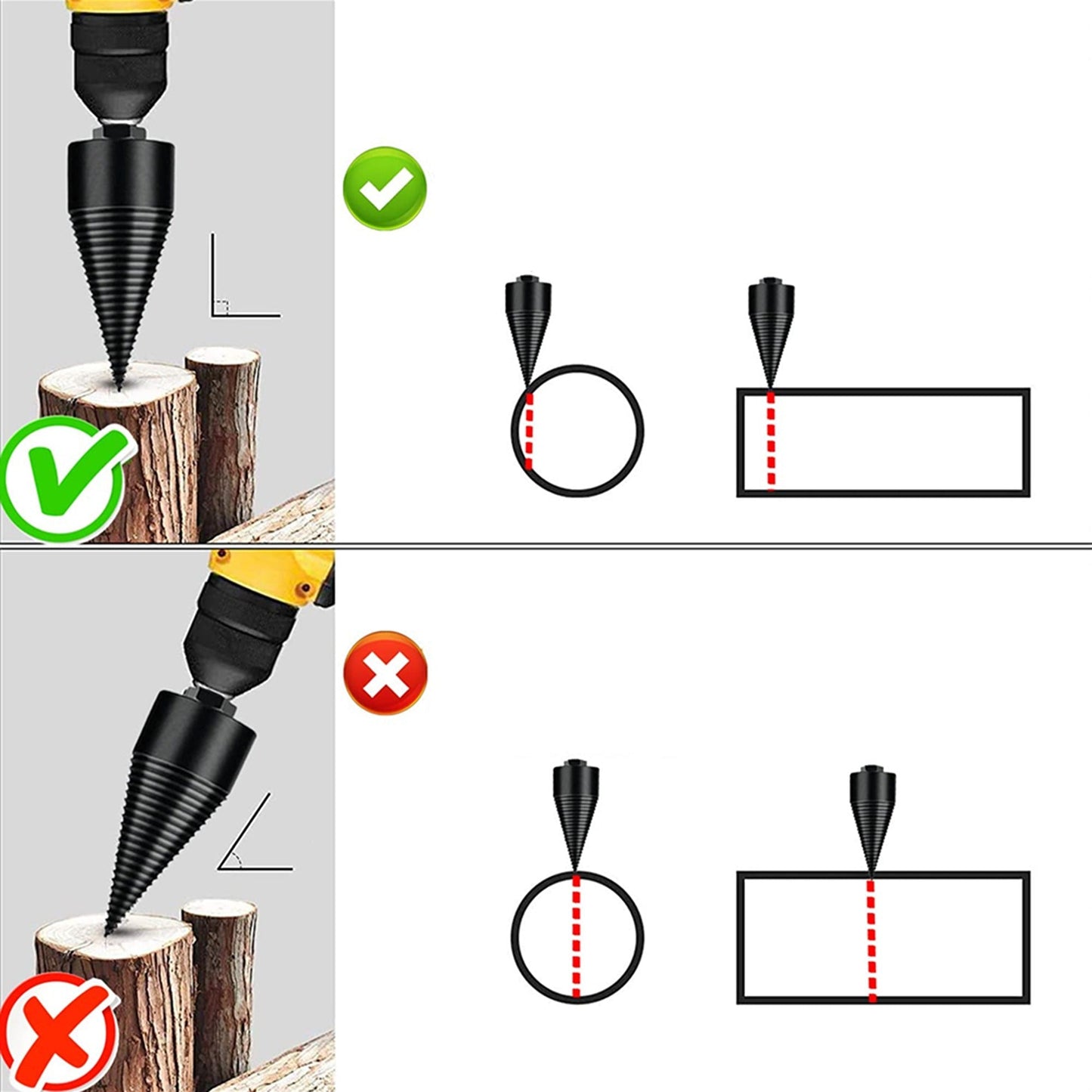 5pcs Wood Splitting Firewood Drill Bit High Speed Twist Splitter Cone
