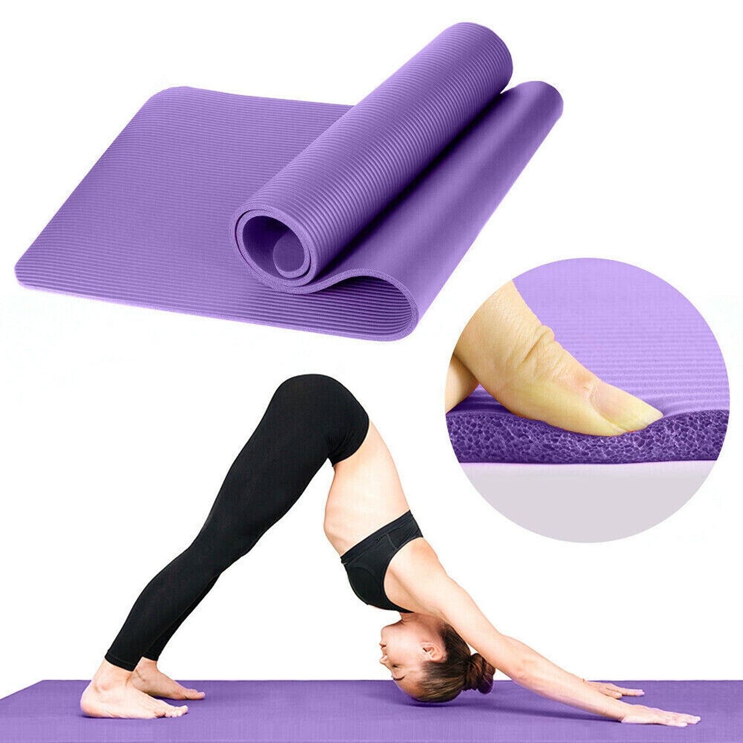 Thick NBR Nonslip Yoga Mat Fitness Pilate Sports Dance Pad 15MM