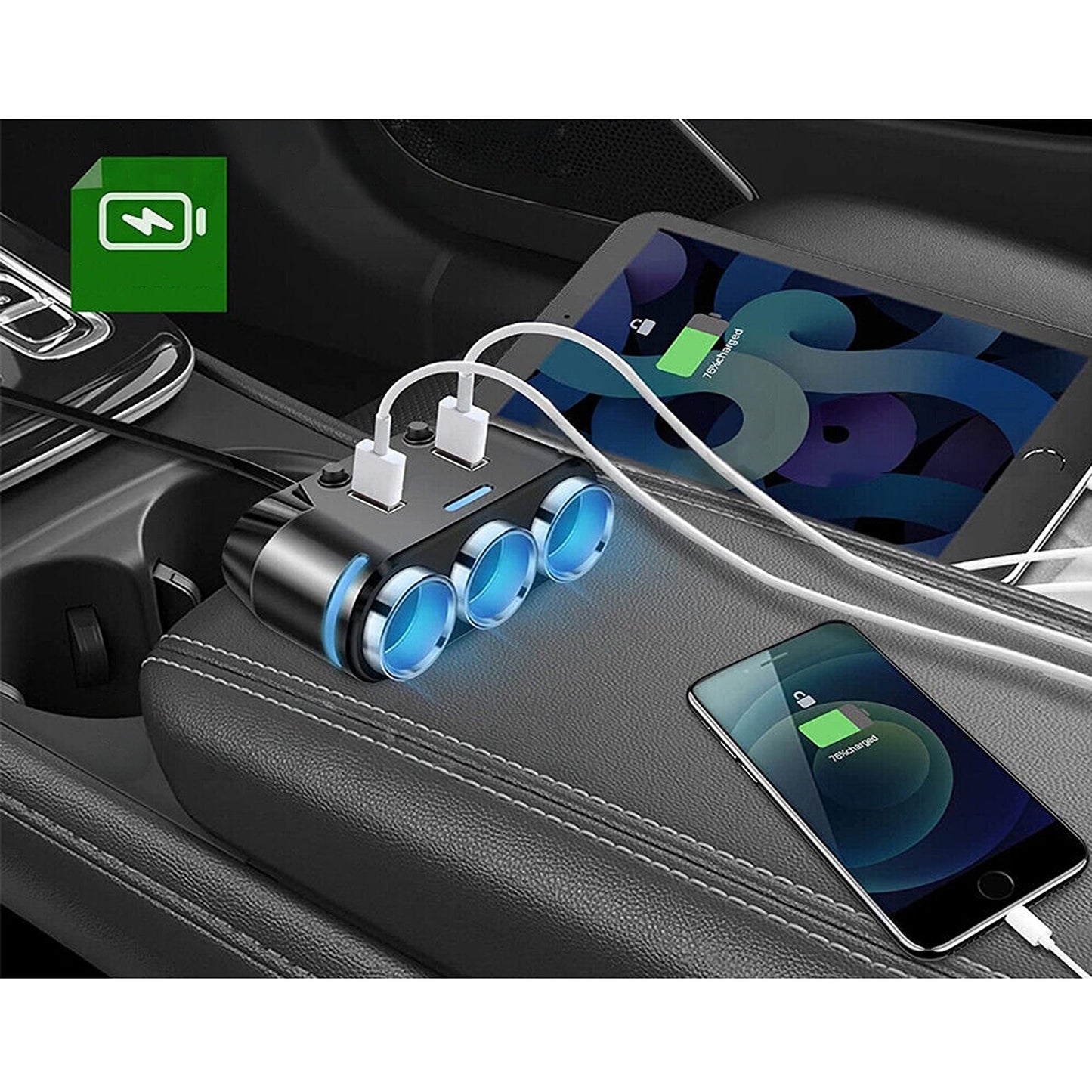 Dual USB Car Socket Splitter and Charger 12V Adapter